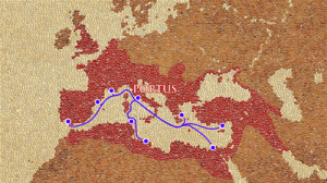 Mosaic map showing trade routes between Roman Mediterranean ports